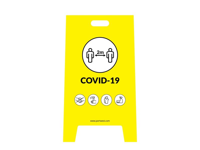 PW-CV92YER - CV92 - Covid biztonsági előírásokra figyelmeztető tábla - Portwest