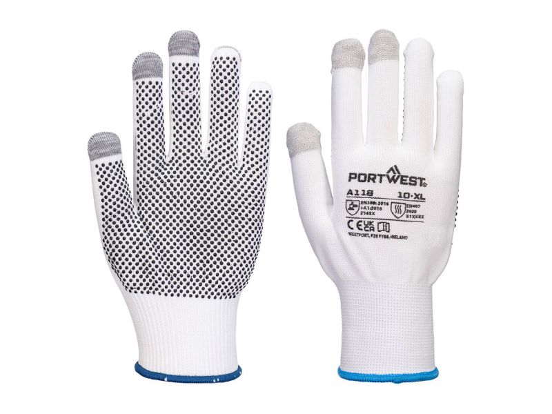 Portwest Grip 13 PVC pöttyös érintőképernyős kesztyű (12 pár) A118 - Portwest Grip 13 PVC pöttyös érintőképernyős kesztyű (12 pár) - Portwest
