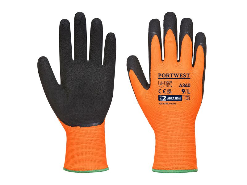 Portwest Hi-Vis Grip mártott latex kesztyű A340 - Portwest Hi-Vis Grip mártott latex kesztyű - Portwest