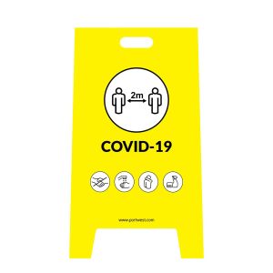 PW-CV92YER - CV92 - Covid biztonsági előírásokra figyelmeztető tábla - Portwest